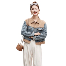 BAO拼接牛仔外套女春秋2025新款韩版宽松显瘦今年流行夹克上衣潮，女装套装/套裙，潮流依族