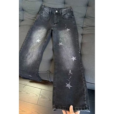 2026春ins美式高街复古星星水洗做旧直筒牛仔裤子K71376-P47网图，男装牛仔裤，电商B245