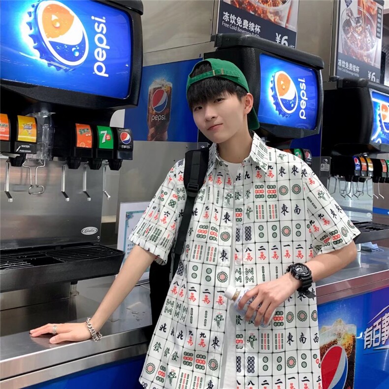 短袖衬衫春款男港风潮流S26P28,男装衬衫,星座1116-2