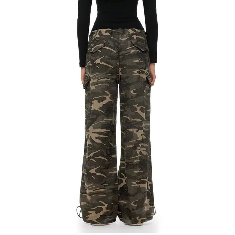 新款美式复古工装迷彩裤男女运动休闲裤情侣宽松阔腿直筒裤长，女装休闲裤，星座218-8