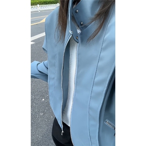 数据新款美式复古棒球领休闲美拉德水洗皮衣夹克JK2581 P78图片