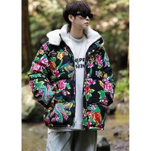 A1情侣装东北大花羊羔毛棉衣保暖防寒风汉服团队服可脱卸帽图片