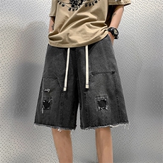 2023夏季新款薄牛仔裤短裤潮男休闲宽松五分裤XD22965-P45，男装牛仔裤，电商A042
