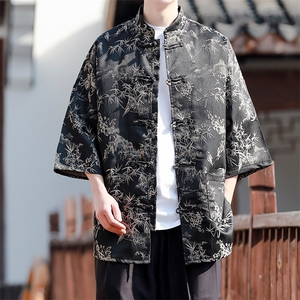 现货 风立领盘扣风格新款春夏提花纹半袖T2561-P65控78图片