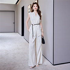 时尚阔腿裤套装女2025夏季新款休闲气质显瘦高级感无袖职业两件套，女装套装/套裙，时尚俏佳人