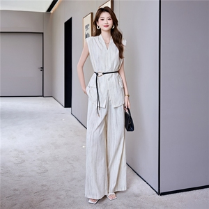 时尚阔腿裤套装女2025夏季新款休闲气质显瘦高级感无袖职业两件套图片