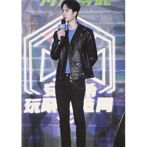 街舞王一博同款皮衣韩版休闲短款皮夹克潮牌机车外套Y1020P90网图图片