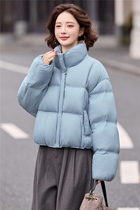 短款羽绒服女2025冬季新款时尚立领落肩袖小个子休闲白鸭绒外套图片