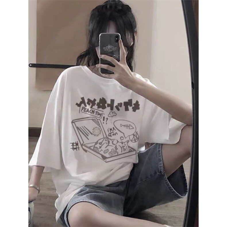 T0636-P25简约白T日系风学生宽松上衣纯棉印花短袖，男装T恤，星座617A-2