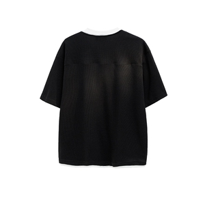 韩系慵懒高级感假两件极简拼接撞色短袖上衣T恤夏季短袖上衣 P42图片