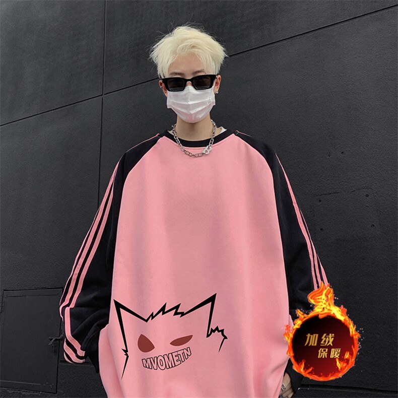 抖音得物供货提供视频秋冬重磅美式宽松织带圆领卫衣07157,男装卫衣,电商A486