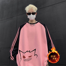 抖音得物供货提供视频秋冬重磅美式宽松织带圆领卫衣07157，男装卫衣，电商A486