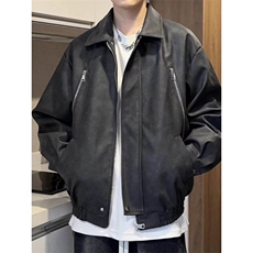 有货美式复古春秋皮衣潮牌夹克宽松休闲男外套痞帅机车服上衣，男装夹克，星座613