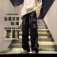时尚机能港风直筒工装裤男士秋款百搭阔腿裤休闲长裤K211-特批-38，男装工装外套，星座718-1