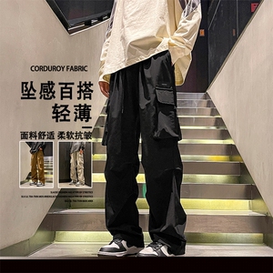 时尚机能港风直筒工装裤男士秋款百搭阔腿裤休闲长裤K211-特批-38图片