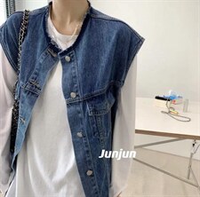 牛仔马甲，女装马甲，久久索衣缘