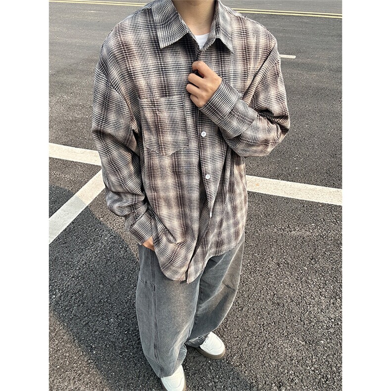 2025春夏新款提花格子长袖衬衫高品质格子衬衫复古外套CS255-P45，男装衬衫，星座301C-5