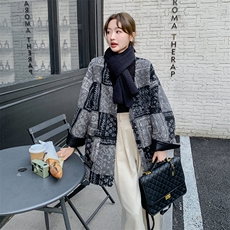 定制花灰色毛毛拼接外套2C170--8021--P205控298，女装毛呢外套，2C170
