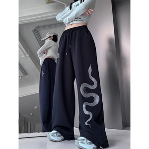 秋冬新款港风日系华棉复合阔腿印钻束脚休闲裤 XZ212-QAK8049-P36图片