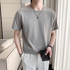2024新款纯色微阔修身圆领短袖T恤男5705-p38控58，男装T恤，电商D303