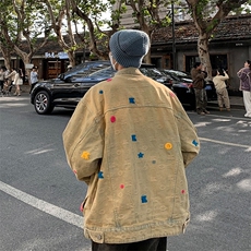 美式街头黄泥水洗做旧复古牛仔衣男女宽松潮牌夹克外套JK5526/P78，男装夹克，星座506