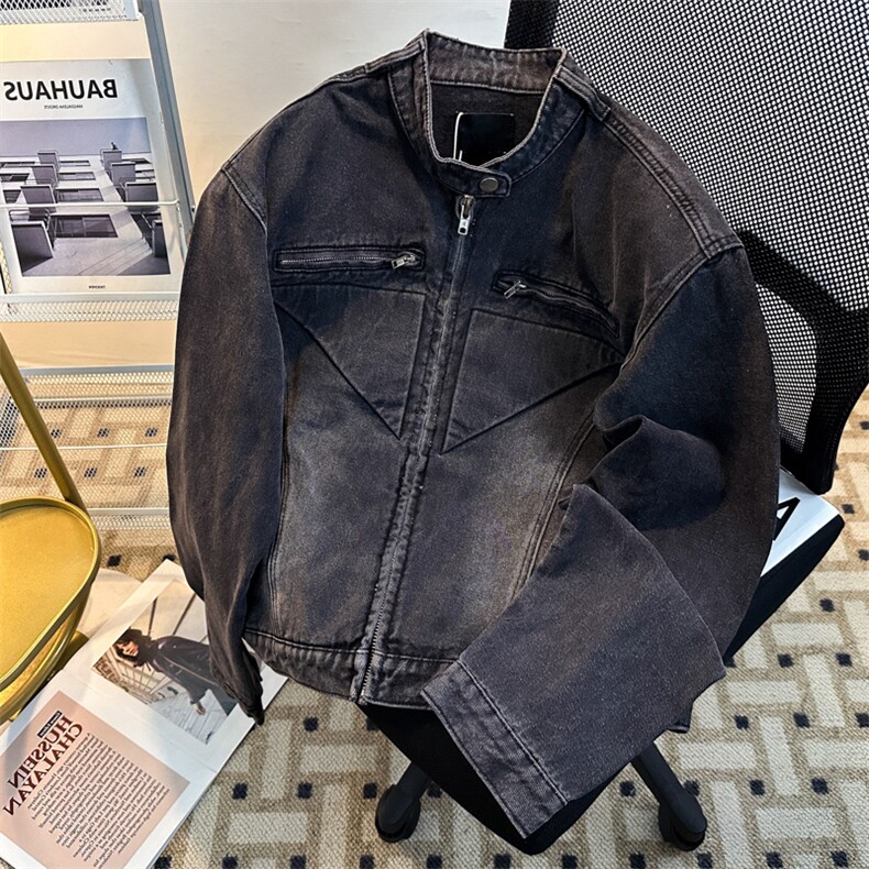 美式复古牛仔外套男潮牌宽松痞帅上衣春秋工装夹克JK08642-P75,男装夹克,星座308B-1
