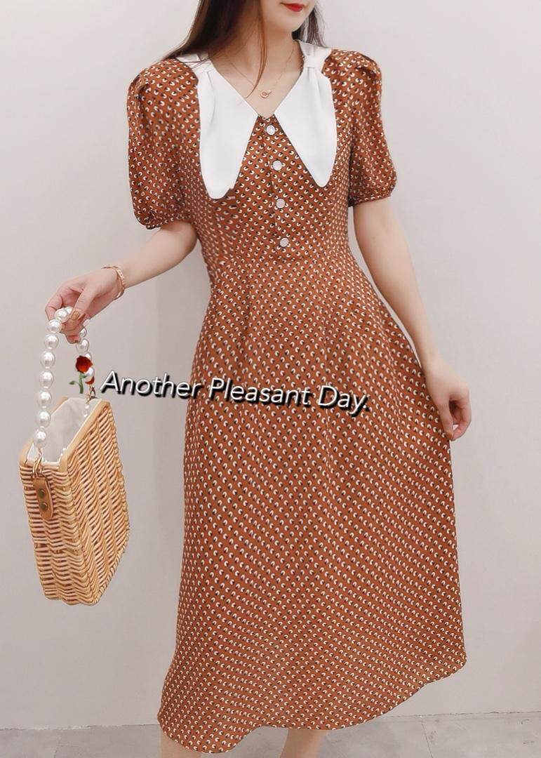 【夏季新款】连衣裙学院风泡泡袖碎花连衣裙，女装连衣裙，笑思源