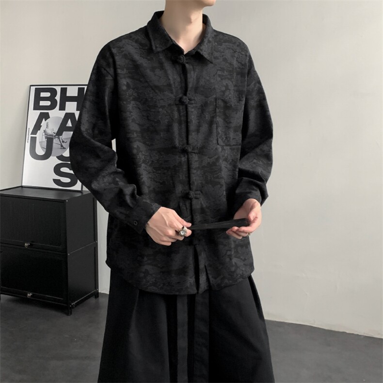 2025秋冬新款灯芯绒清明上河图新中式盘扣唐装汉服2535-P60,男装民族服装,电商A057