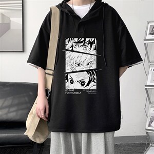 LD54176-P45 连帽短袖t恤男大码胖子带帽五分袖中袖 大皂风图片