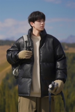 港风潮牌新款亮皮防水立领棉服潮流保暖棉衣M083-P100控139，男装棉衣，星座717