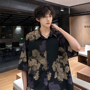 2026夏季冰丝顺滑大码印花短袖衬衫男CD5480特P25建议零售价58