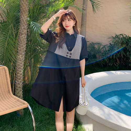 2021夏季新款白色衬衫连衣裙女法式初恋裙甜美设计感小众长裙子,女装连衣裙,梦懿尔
