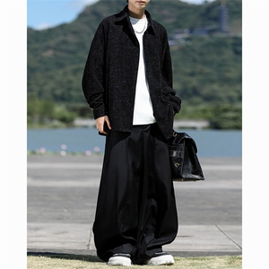 8XL-M人字纹小香风衬衫男生春秋衬衣宽松慵懒垂感外套CS29008P45图片