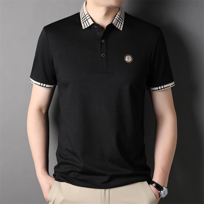 polo衫男短袖t恤翻领刺绣冰丝高端男士中老年爸爸装半袖夏季薄款,男装T恤,电商B212（原钱塘6029）