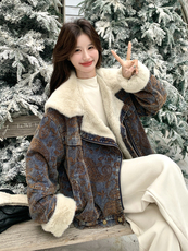 【现货】高级感加绒加厚牛仔棉服外套P210-K318，女装短外套，浙宝128A