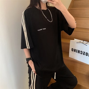 2024新款中性风短袖T恤男夏季美式hiphop七分袖上衣现货T1779-P38图片