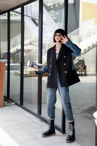 新款牛仔拼接西装,女装西装,C&B