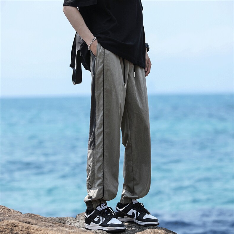 条纹裤子男款束脚春秋季美式直筒休闲阔腿宽松运动裤长裤KB563，女装休闲裤，星座1116A-1（原606A）