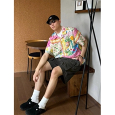 度假衬衫夏威夷短袖花衬衫男凉感复古油画宽松衬衣外套CH302，男装衬衫，星座1116A（原606A-3）