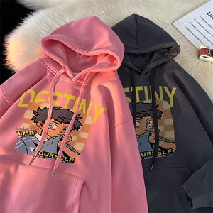 卫衣男秋季新款港风宽松华棉复合牛奶丝连帽套头上衣WY981-P38图片