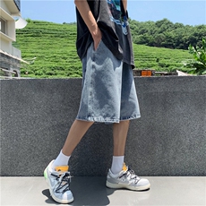 夏季牛仔裤男宽松直筒潮牌五分裤子男韩版休闲情侣短裤ND659-p35，男装牛仔裤，星座1008-1