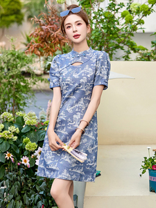 新中式风连衣裙女夏改良旗袍2025年新款高端小个子修身短款裙子图片