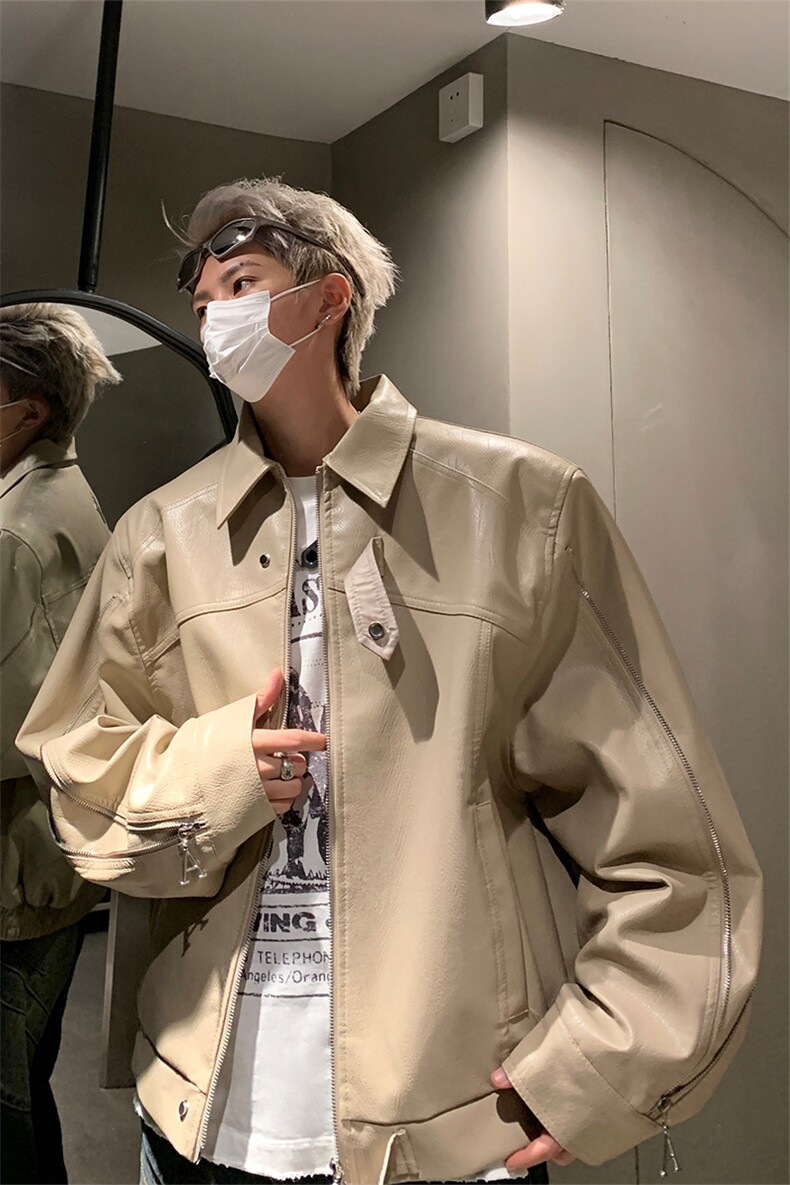 潮牌Pu皮夹克外套男痞帅大学生休闲机车服皮衣XZ514-2-24244-P65,男装夹克,星座514-2(原B239)