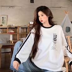 EE102-P50卫衣男女情侣装春秋薄款2024潮流宽松条纹圆领韩版上衣，男装卫衣，星座911-3