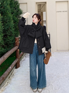 韩系拼接撞色格子围巾短款羽绒服女2025冬立领宽松小个子减龄外套图片