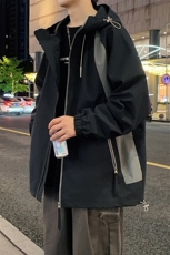 港风拼接上衣夹克宽松落肩拼色冲锋衣外套JK837P75，男装夹克，星座1204-3