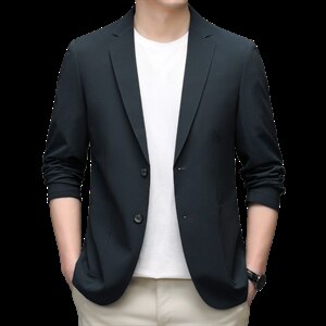 秋季新款2022宽松免烫男士西服长袖外套薄款翻领上衣时尚百搭图片