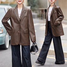 开春外套PU皮衣女款2025新款通勤皮尤U皮褂子气质皮夹克，女装皮衣，潮流依族