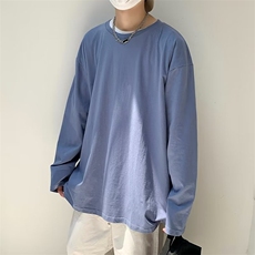 长袖T恤男纯色圆领青少年港风打底衫纯棉长袖大码GT01P25，男装T恤，星座1116-2