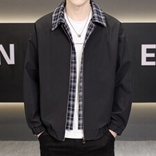 春秋季夹克男翻领假两件外套男休闲百搭青年外套上衣N2602-P75，男装夹克，星座310B-3